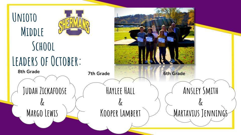 October MS Leaders of the Month