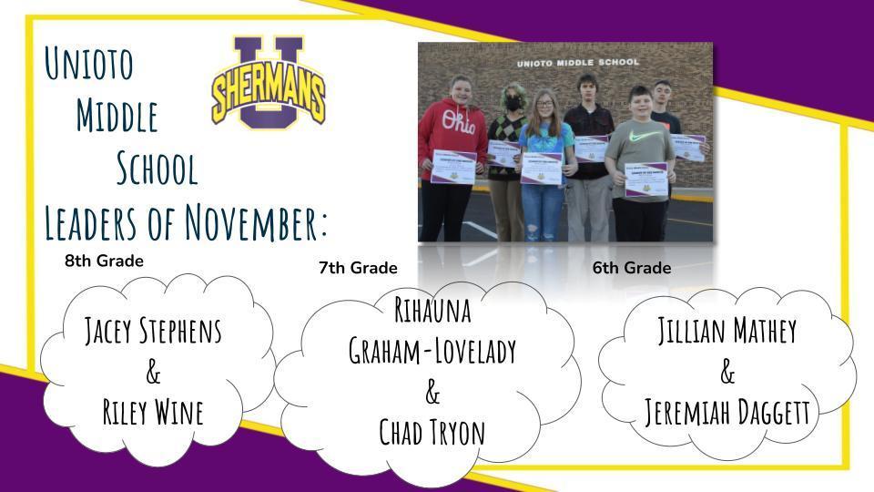 November MS Leaders of the Month