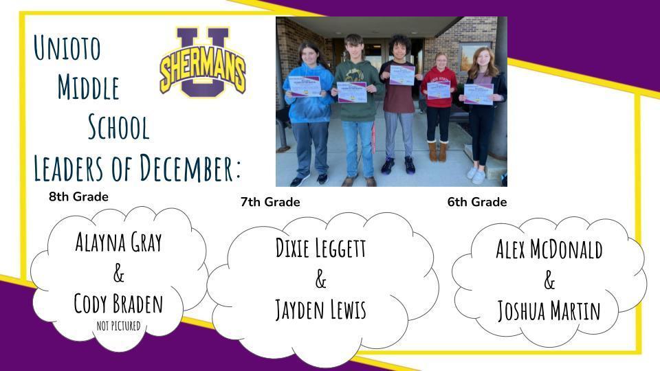 December MS Leaders of the Month