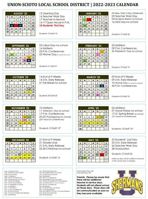 School Calendar 2022-2023