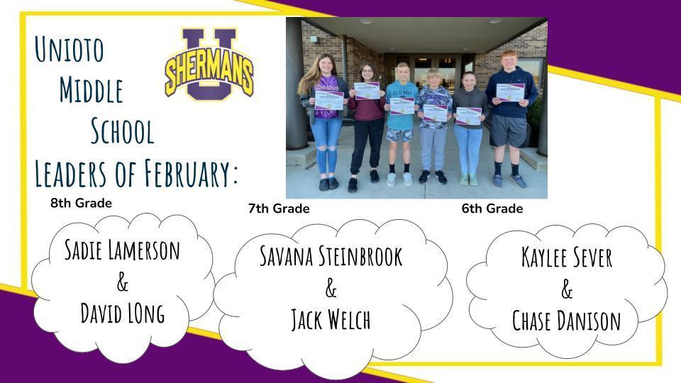 MS February Leaders of the Month