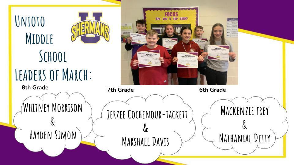 MS March Leaders of the Month